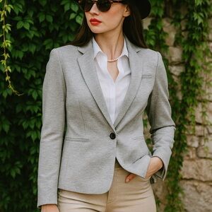 MARC O' POLO Gray French Terry Single Button Jacket, EU 36/US 6